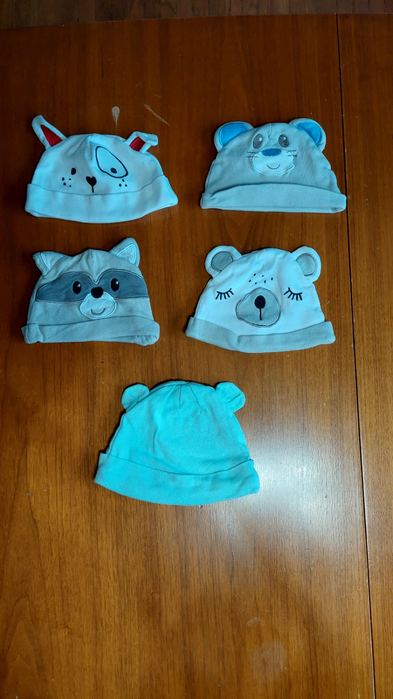 Newborn Baby Hats - Set of 5 Animal Designs