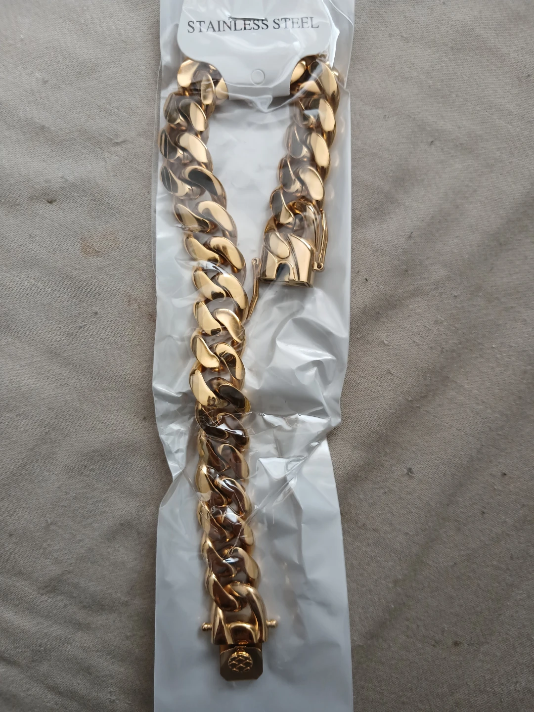 18K Gold Plated Stainless Steel x5 Golden Cuban Link Bracelet