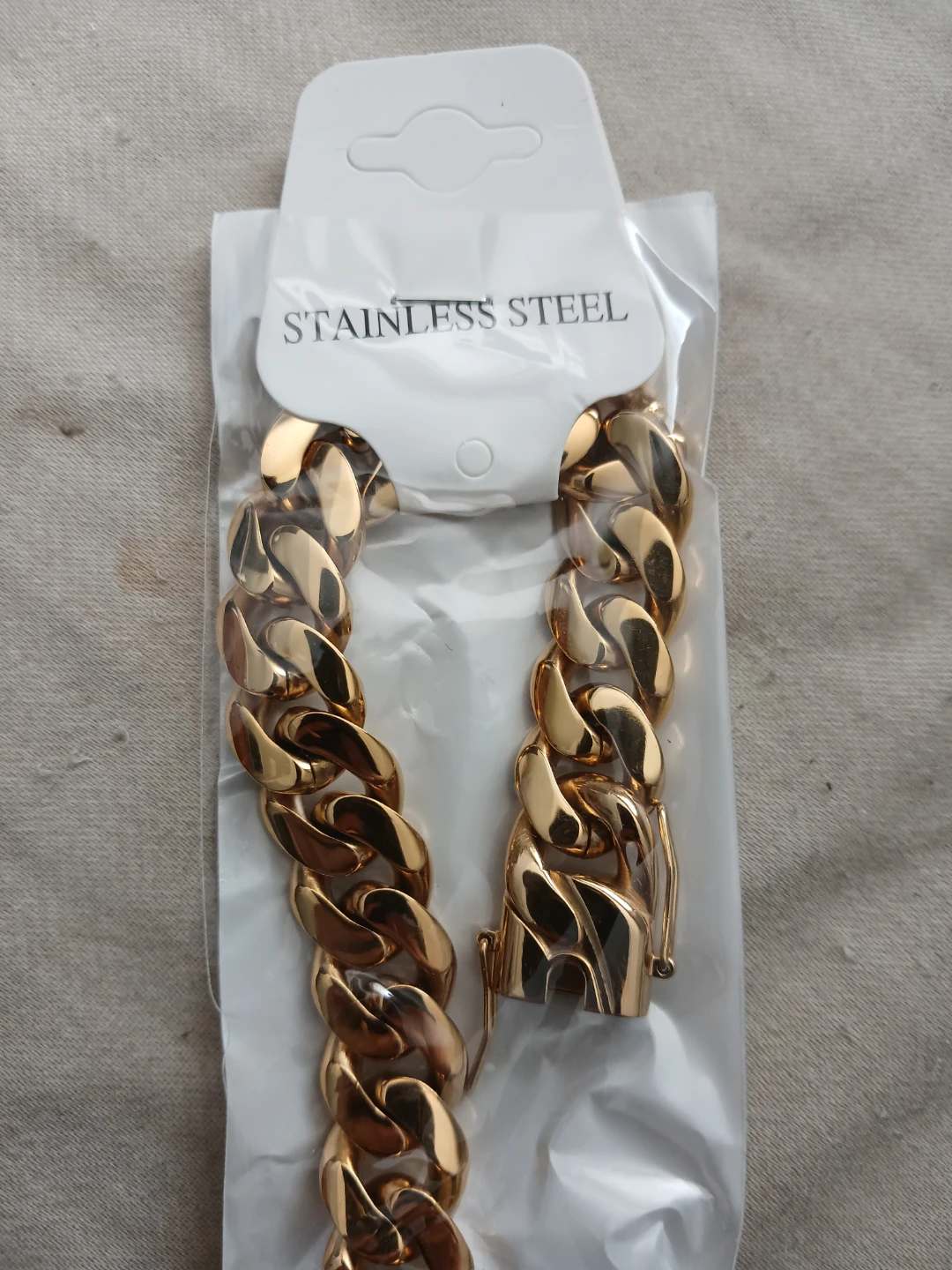 18K Gold Plated Stainless Steel x5 Golden Cuban Link Bracelet - photo 2