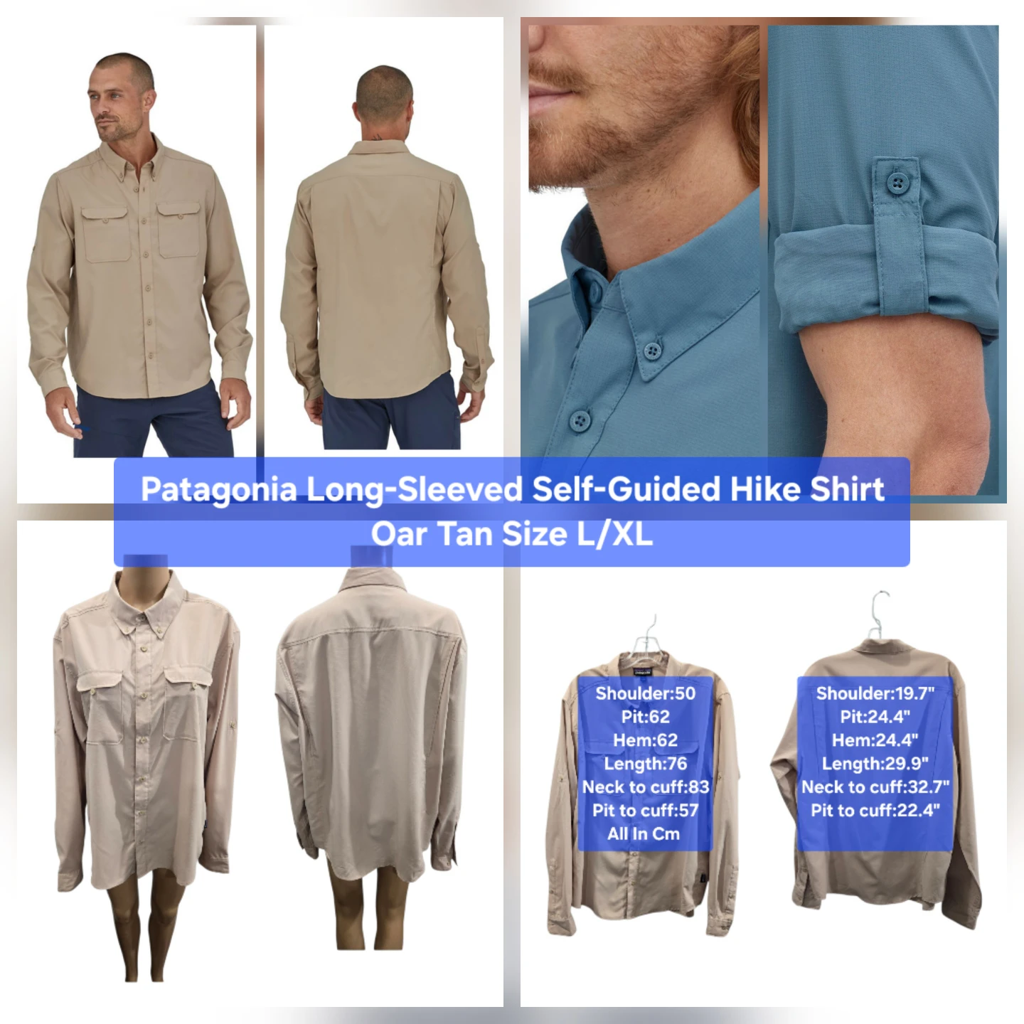 Patagonia Long-Sleeved Self-Guided Hike Shirt Oar Tan Size L/XL