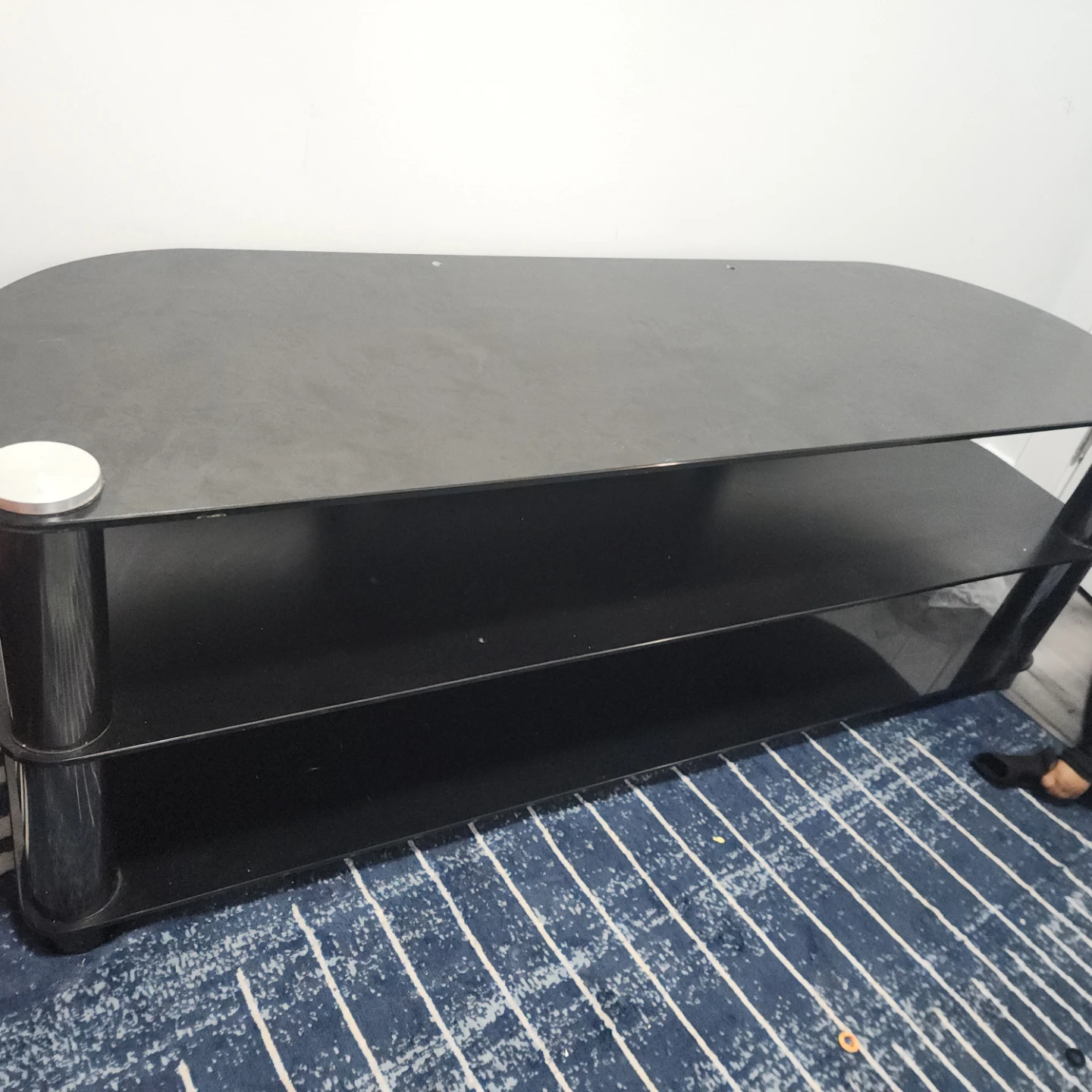 Black 3-Tier Glass TV Stand - photo 2