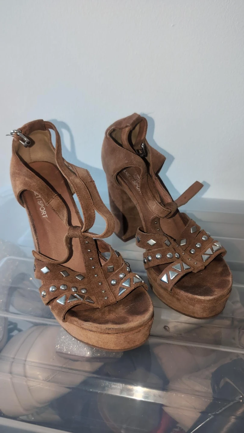 Janet Sport Brown Suede Platform Heels