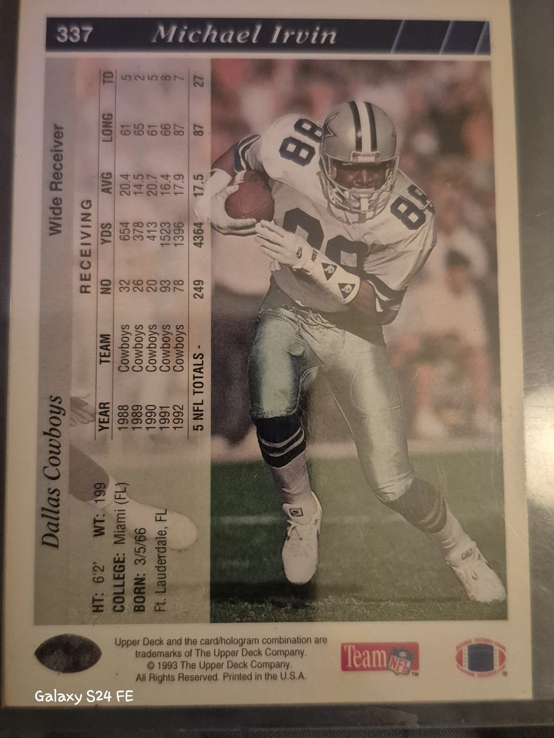 1993 Upper Deck Michael Irvin Dallas Cowboys Football Card - photo 2