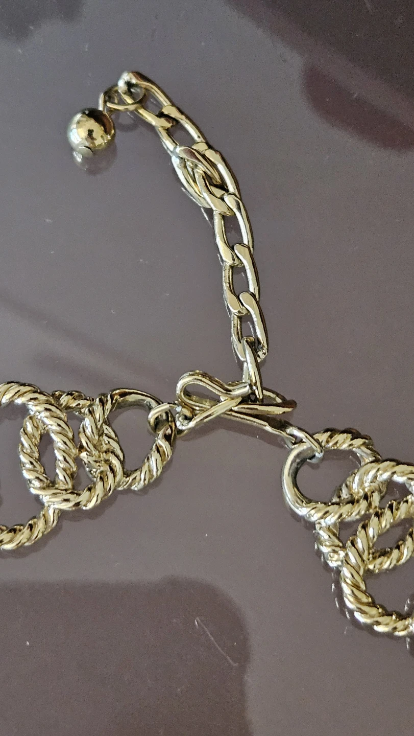 Gold Tone Rope Chain Necklace with Brooch - photo 2