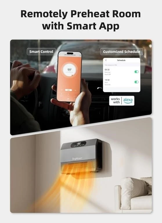 Brightown 1500W Smart Ceramic Heater with Remote - photo 3