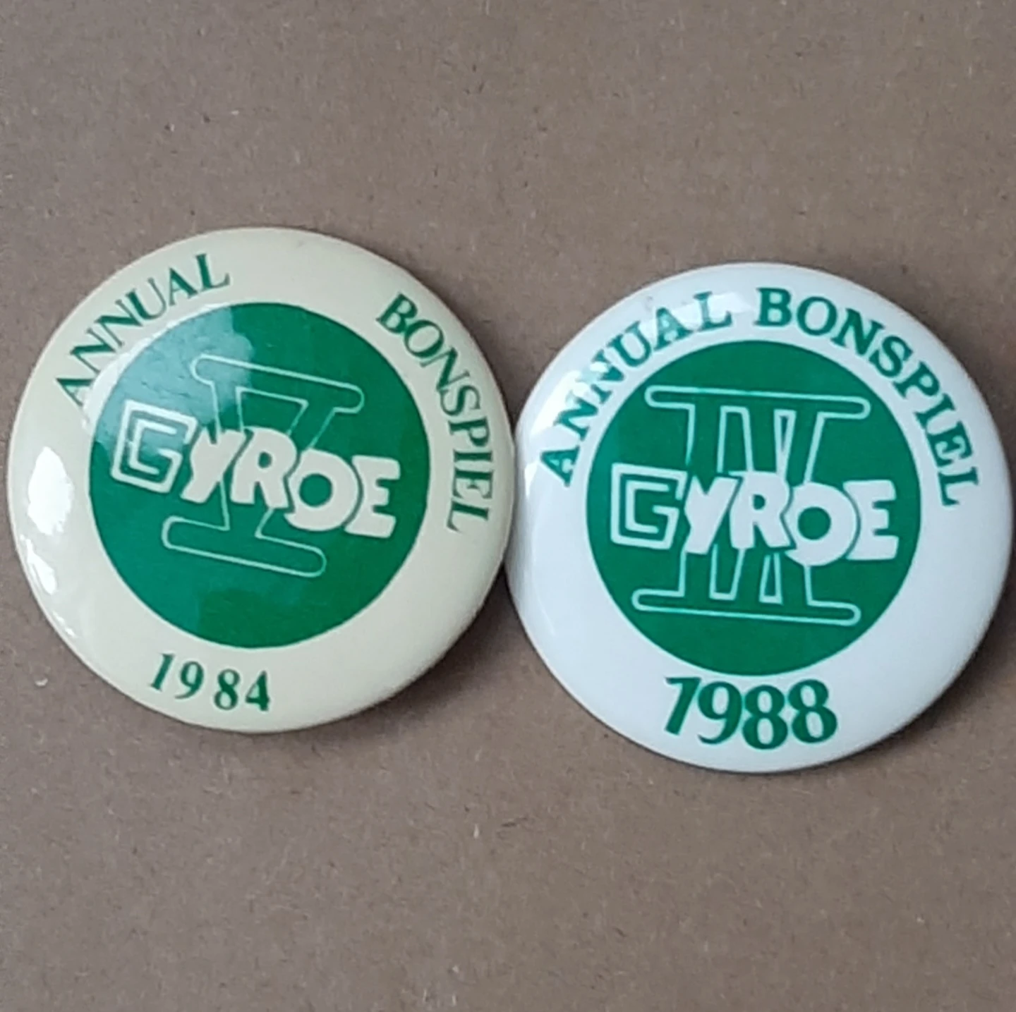 Lot of 2 Gyroe Annual Bonspiel Pins 1984 & 1988