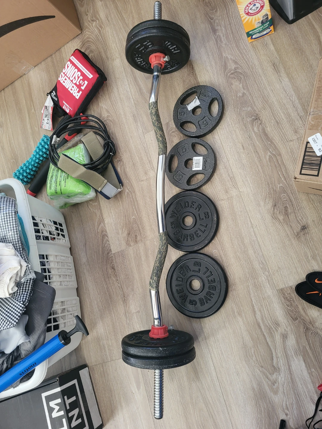 Curlbar + 50lbs plates