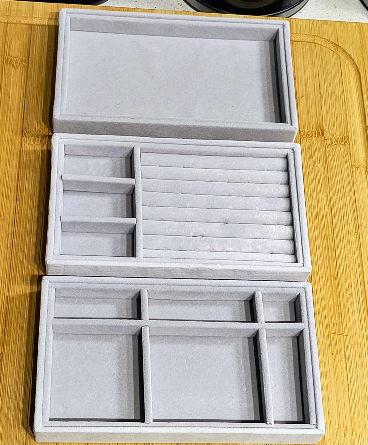 Grey Velvet Jewelry Organizer Tray Set x3 - photo 2