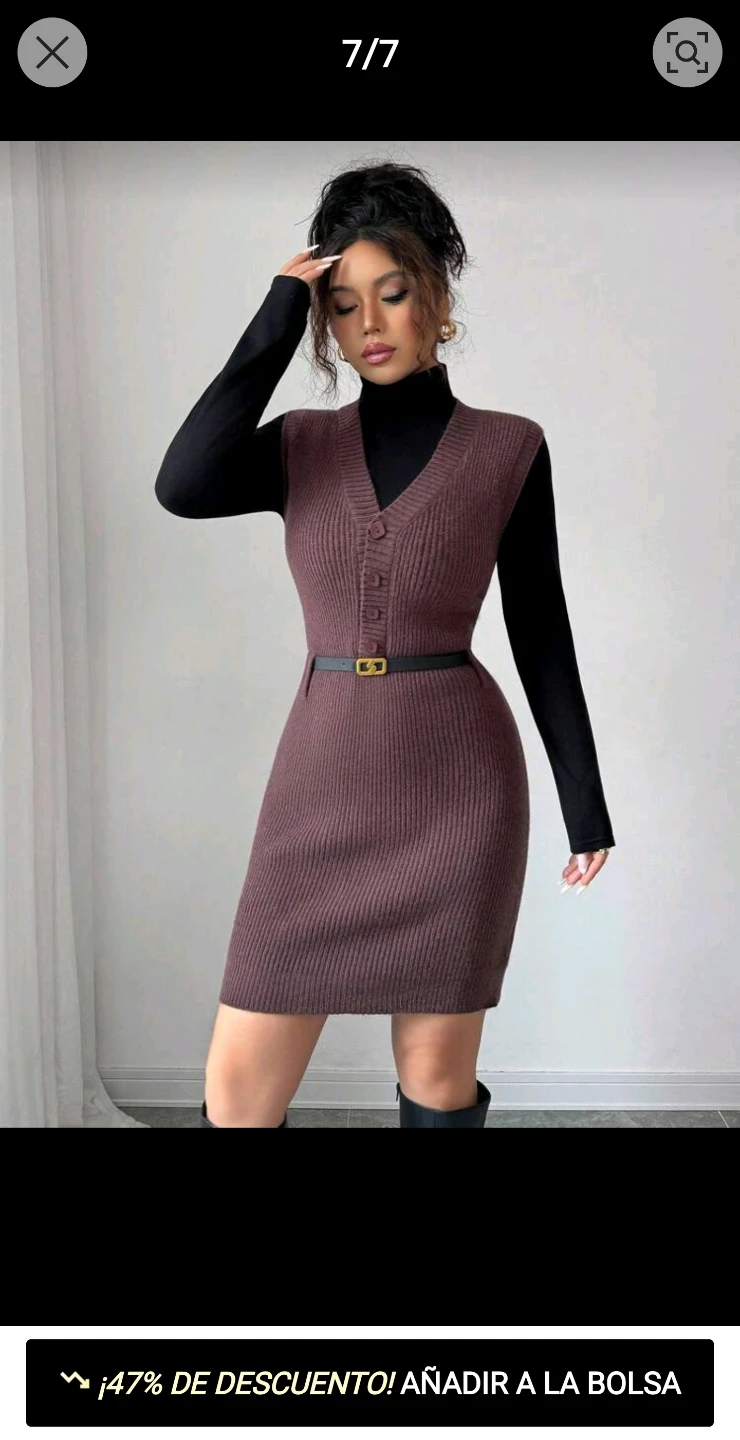 Ribbed Knit Sweater Dress with Belt