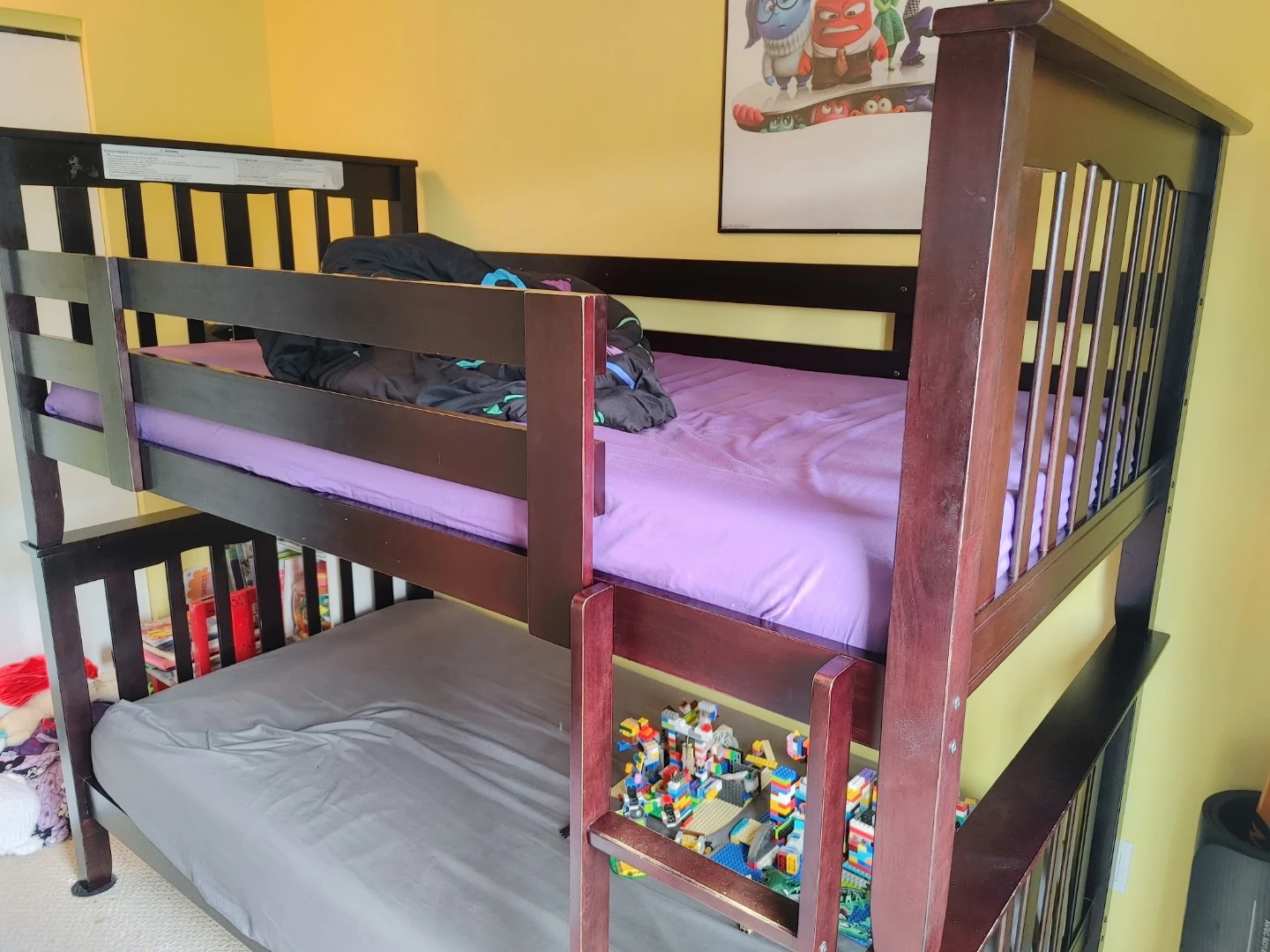 Dark Brown Wooden Bunk Bed