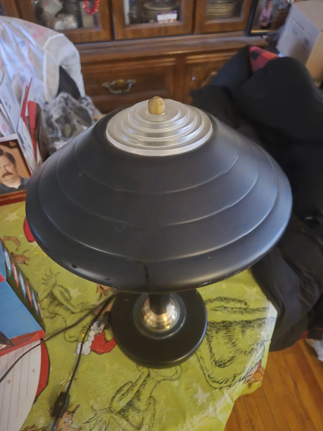 Black Table Lamp with Brass Accents