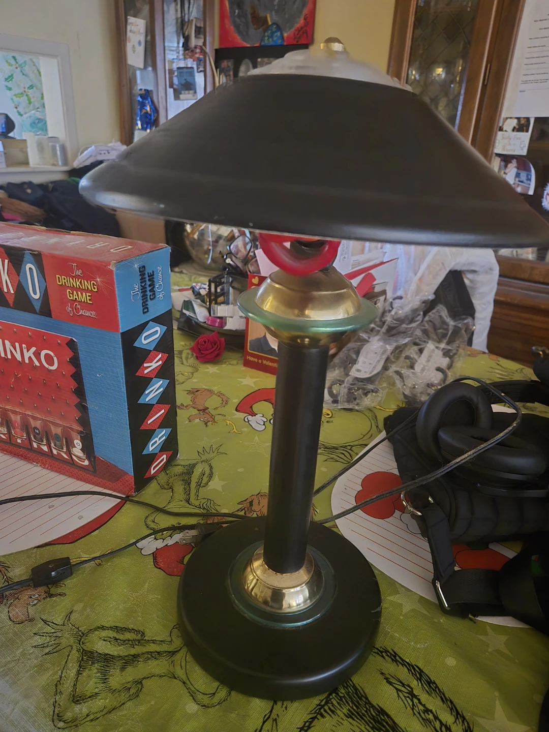 Black Table Lamp with Brass Accents - photo 2