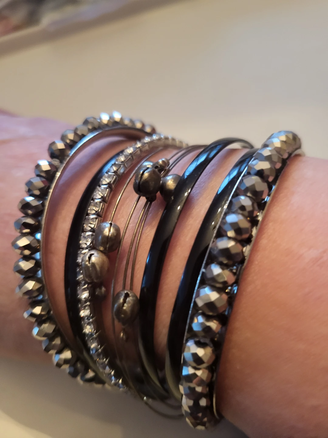 Set of 13 Beaded and Metal Bangles