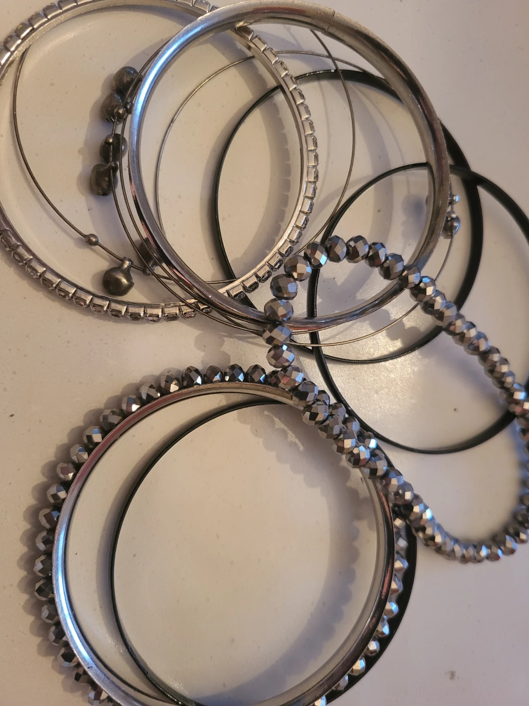 Set of 13 Beaded and Metal Bangles - photo 2