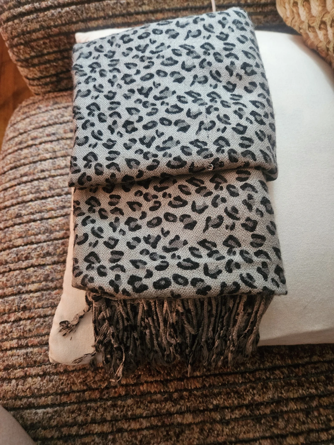 Leopard Print Scarf with Fringe - photo 2