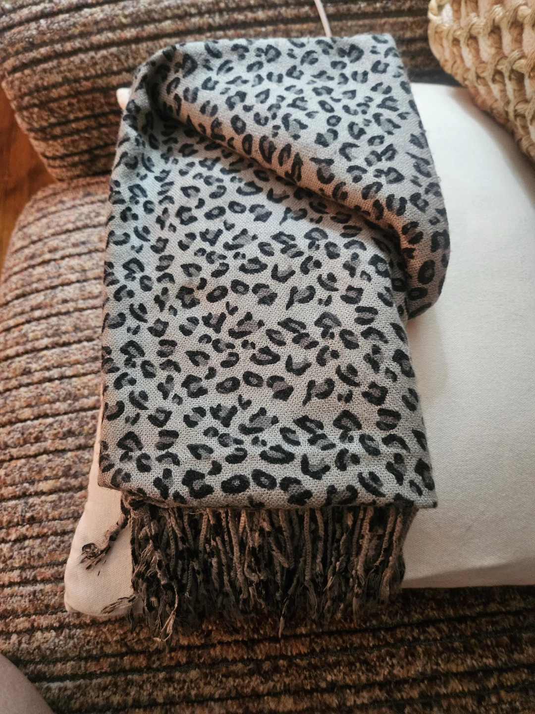 Leopard Print Scarf with Fringe - photo 3