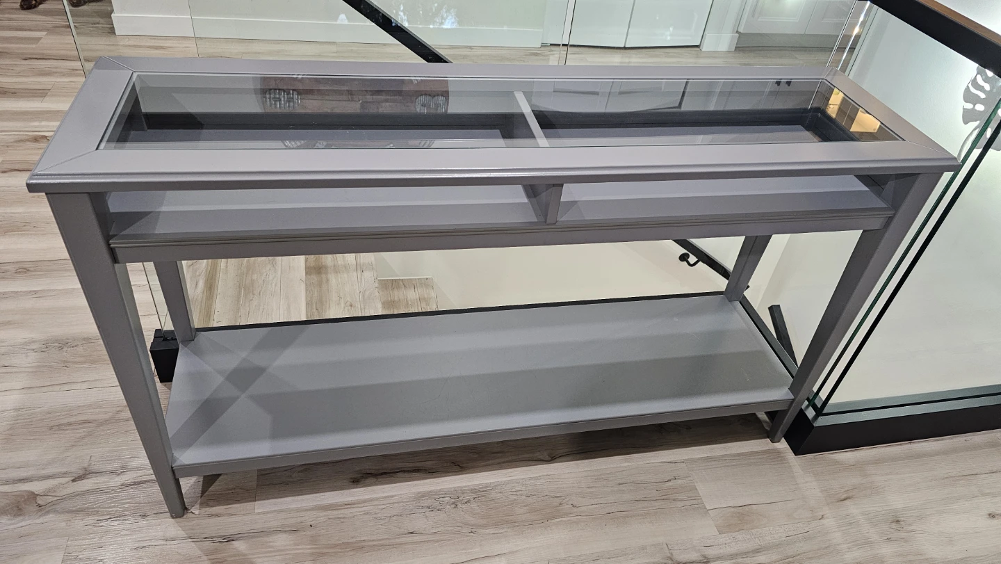 Grey Display Console Table with Glass Top - photo 2