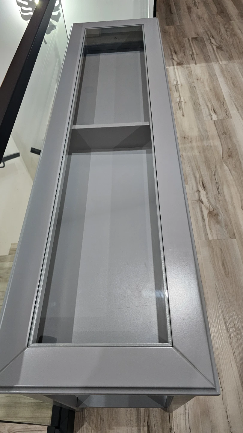 Grey Display Console Table with Glass Top - photo 3