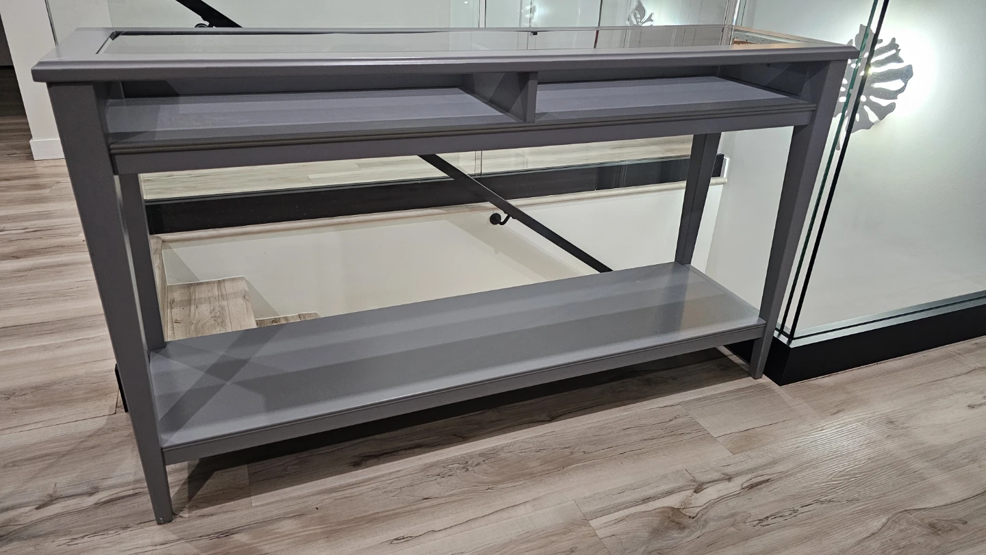 Grey Display Console Table with Glass Top - photo 4