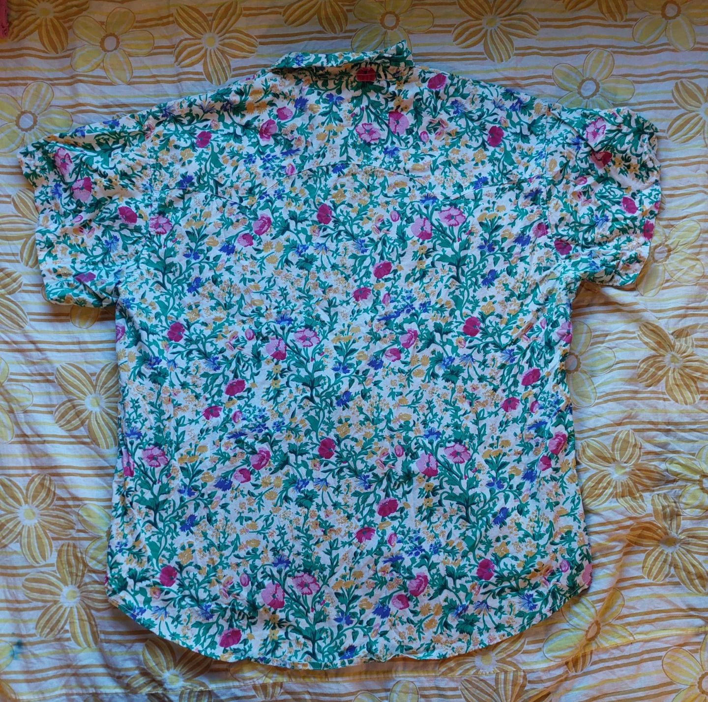 80s floral short sleeve button up blouse - photo 2