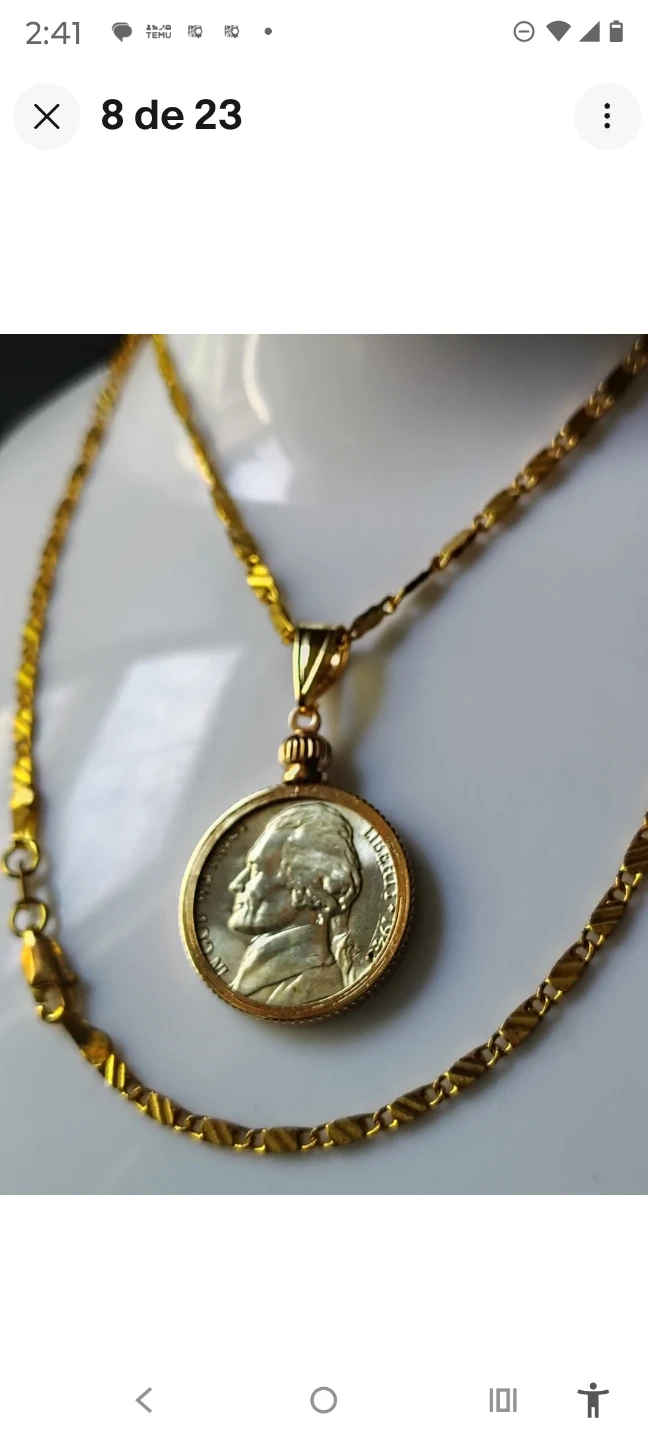 Gold Plated Necklace with 1943 D Jefferson Nickel - photo 4