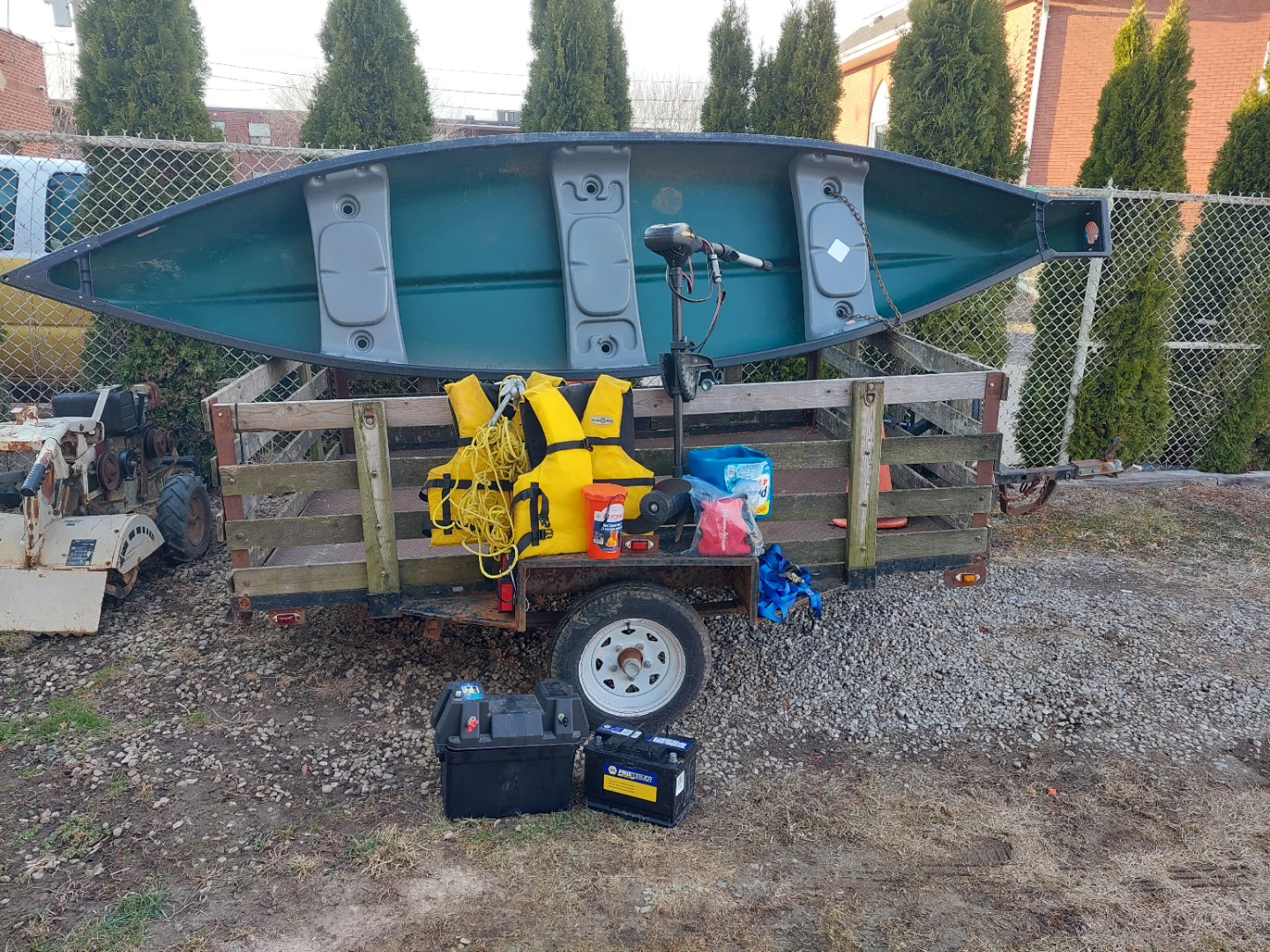 Green Canoe with Trolling Motor and Accessories - photo 3
