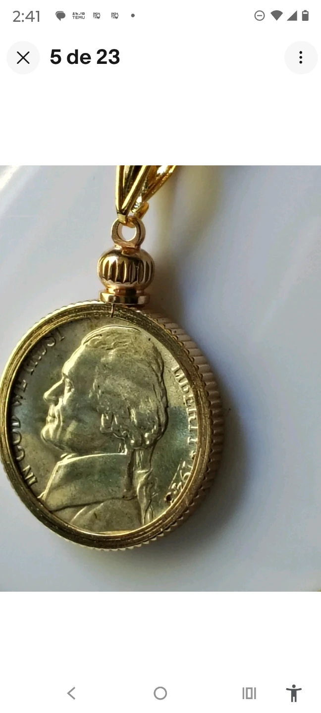 Gold Plated Necklace with 1943 D Jefferson Nickel - photo 3