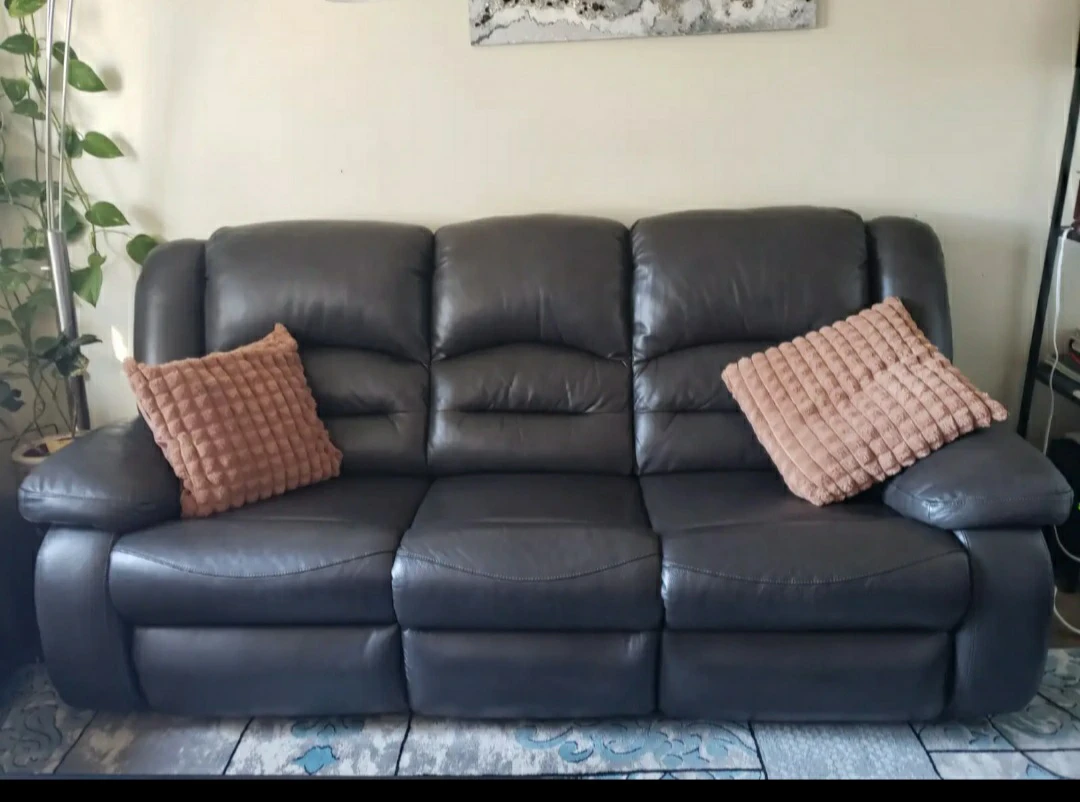 Dark Brown Leather Reclining Sofa