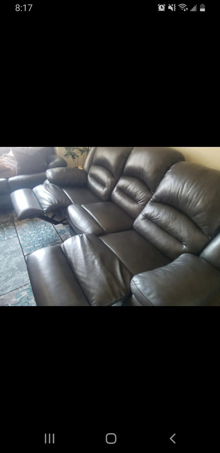 Dark Brown Leather Reclining Sofa - photo 2