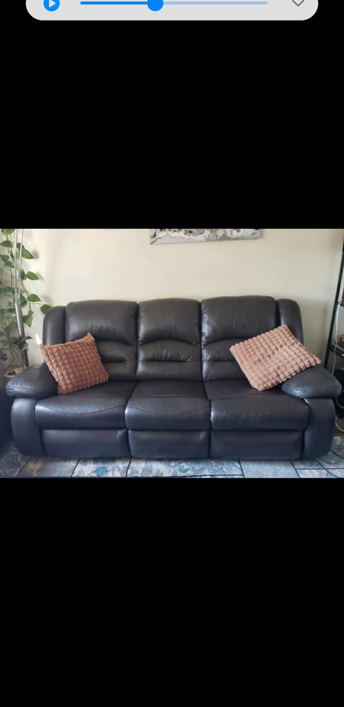 Dark Brown Leather Reclining Sofa - photo 3