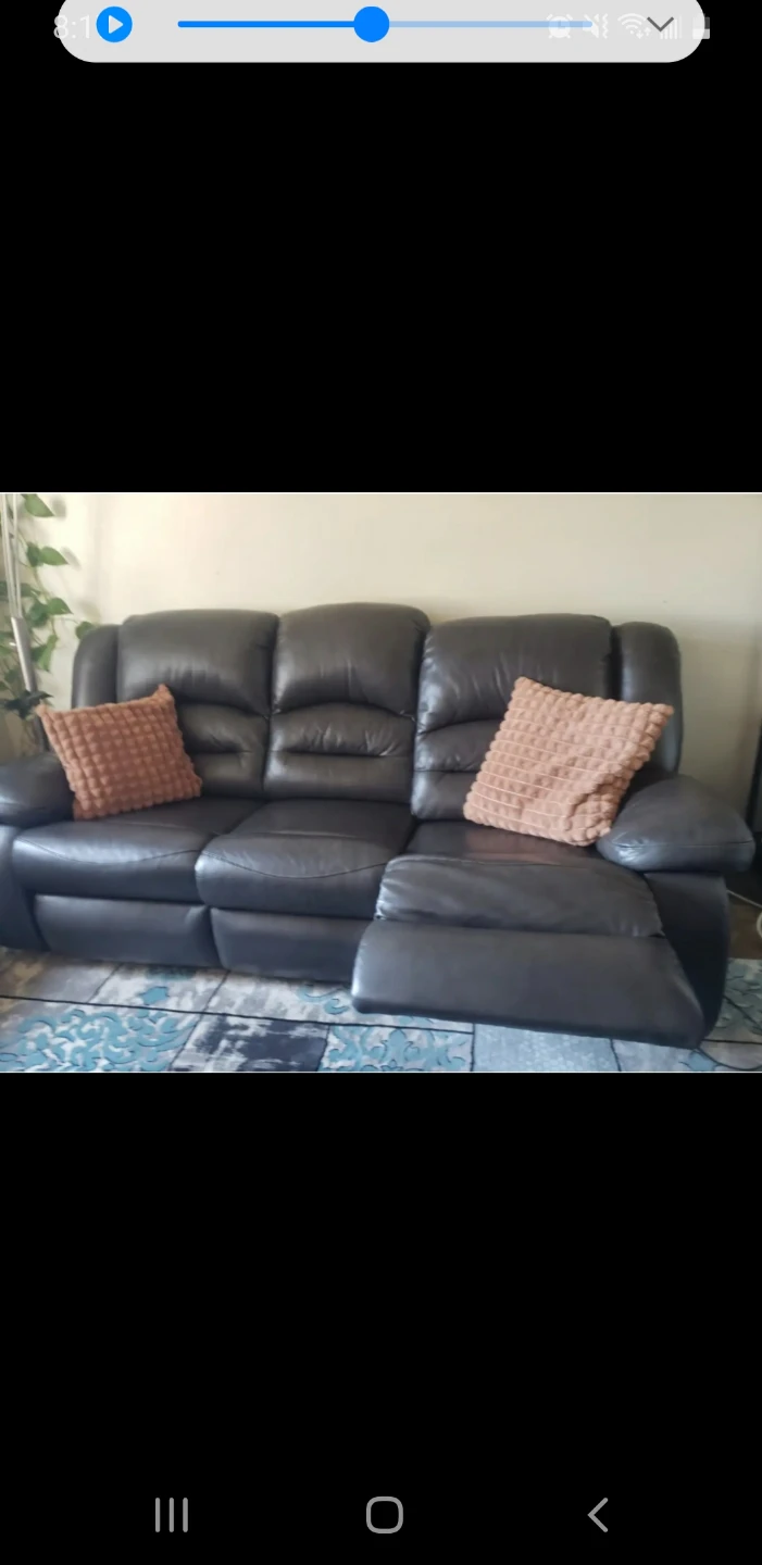 Dark Brown Leather Reclining Sofa - photo 4