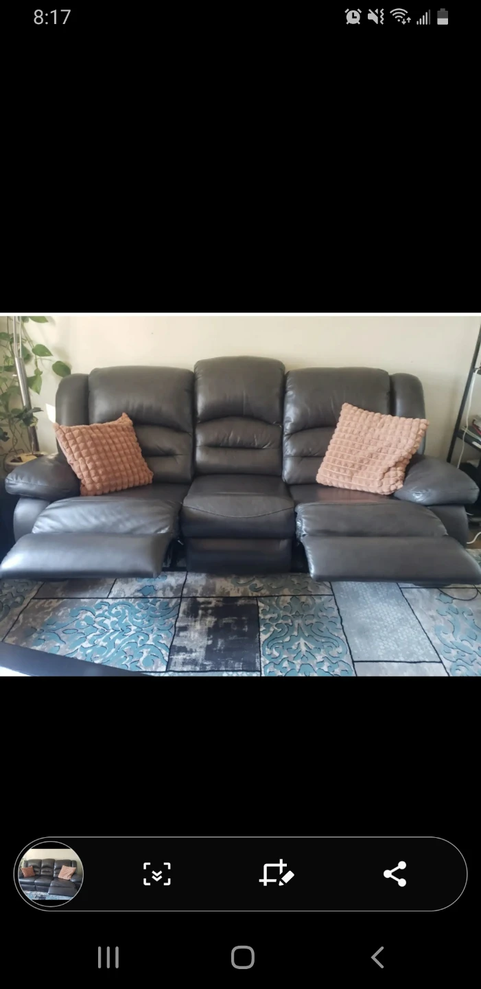 Dark Brown Leather Reclining Sofa - photo 5