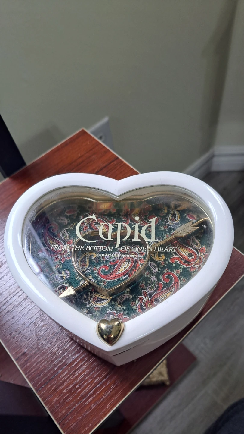Heart Shaped Music Box with Cupid Design