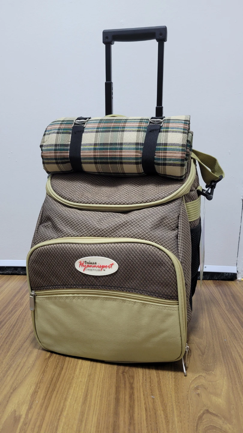 Picnic Basket with Wheels and Blanket