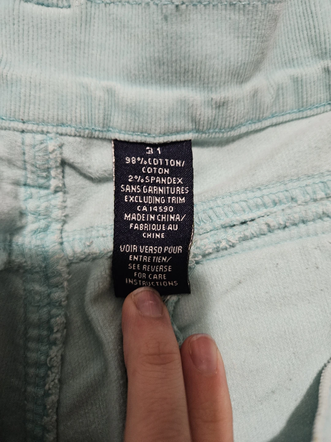 Women's Aqua Corduroy Pants - Size 31 - photo 2