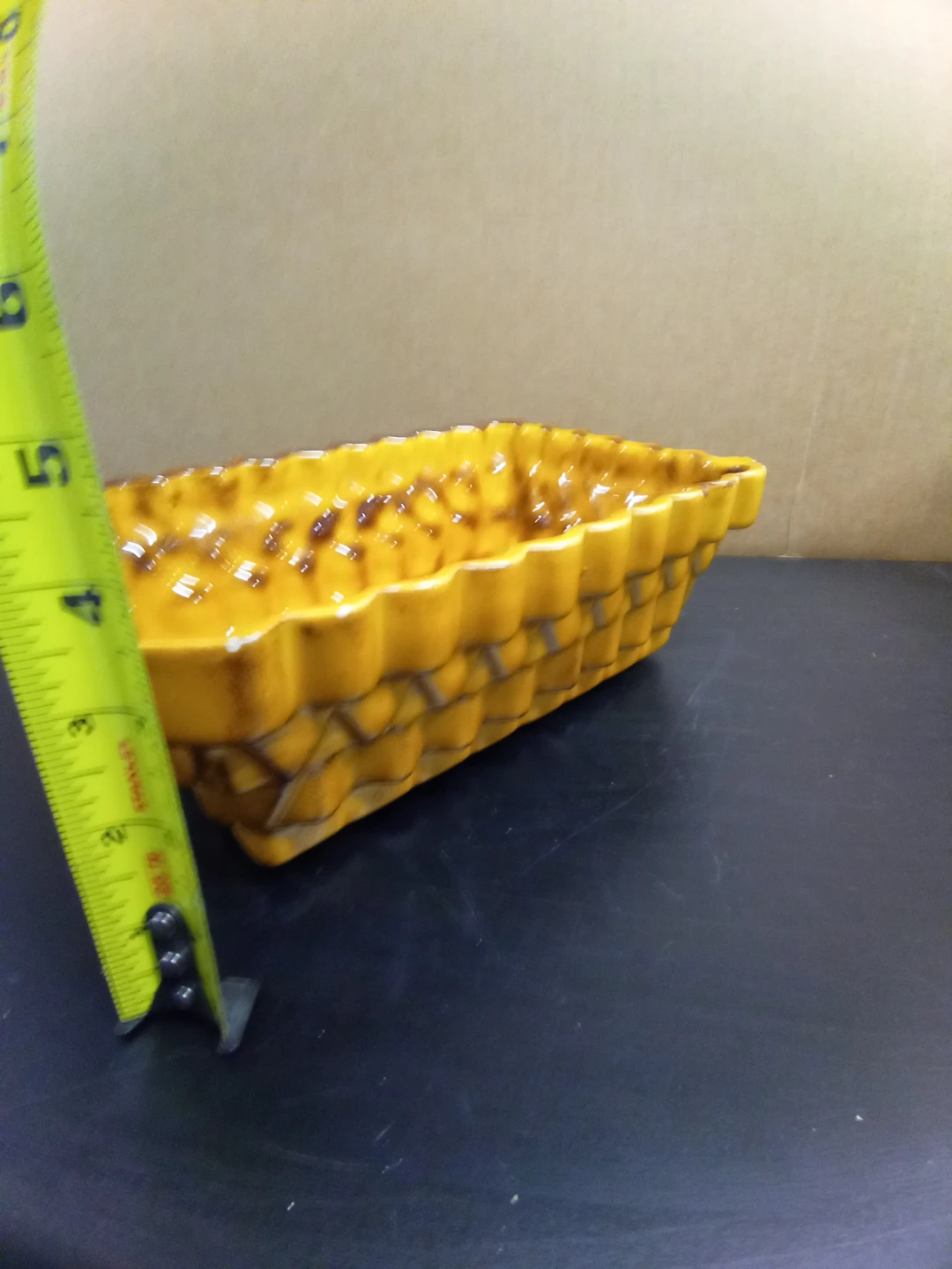 Yellow Glazed Ceramic Planter/Dish 630 - photo 2