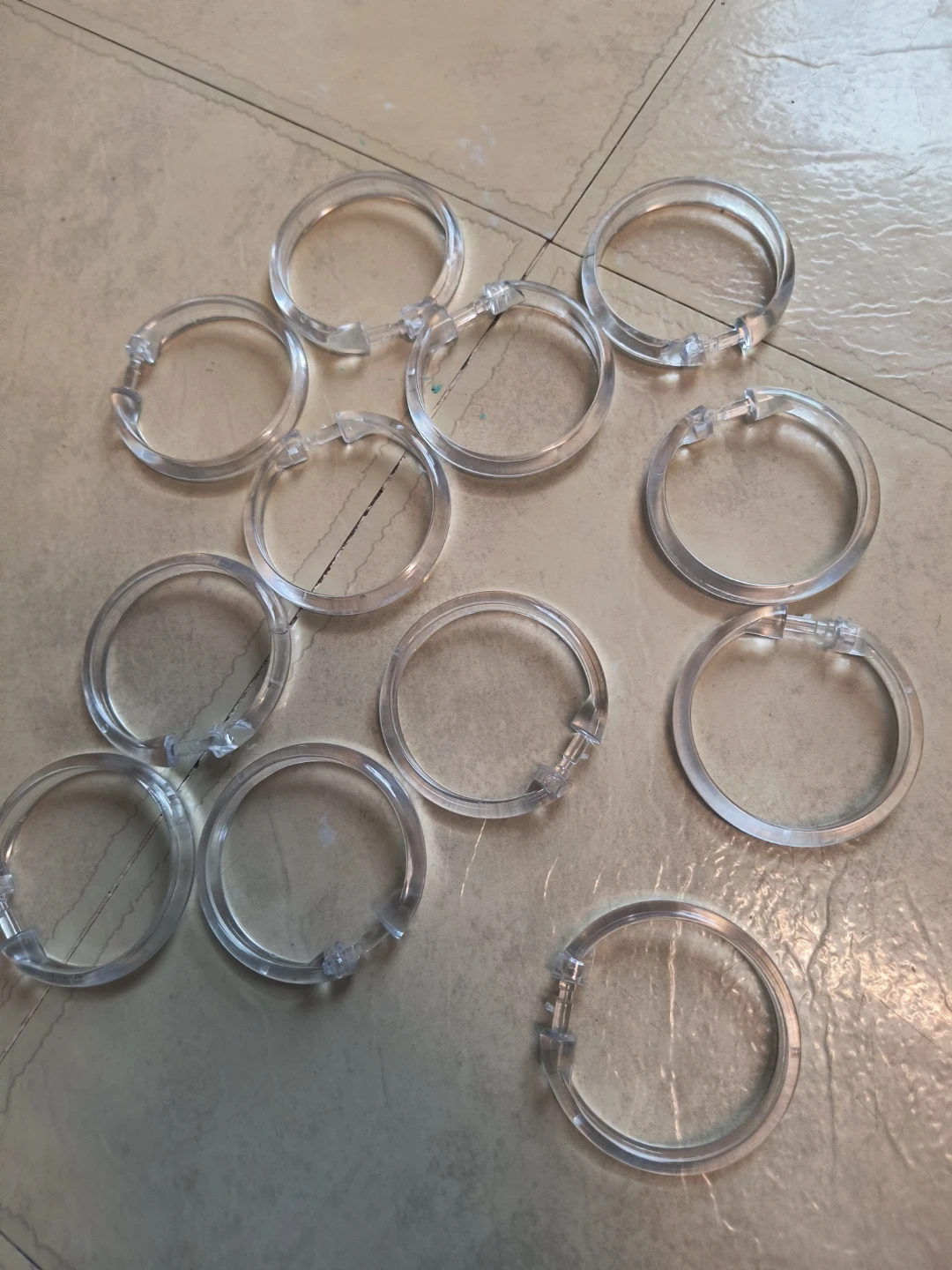 Set of 12 Clear Plastic Shower Curtain Rings