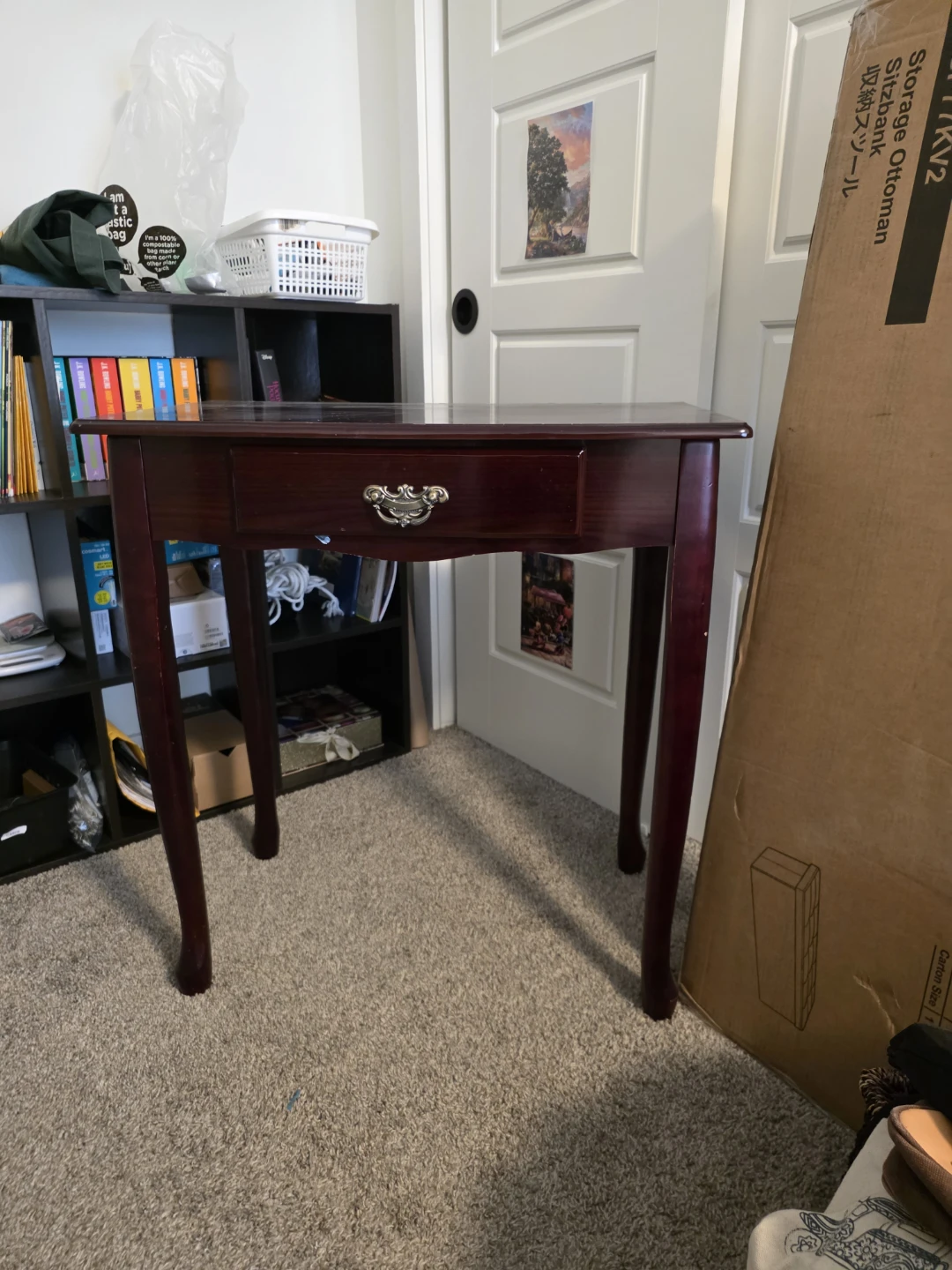 Dark Wood Accent Table with Drawer