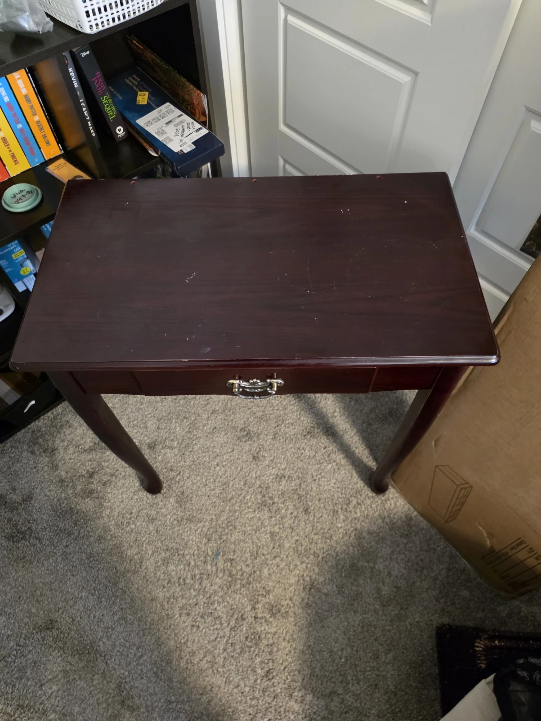 Dark Wood Accent Table with Drawer - photo 2