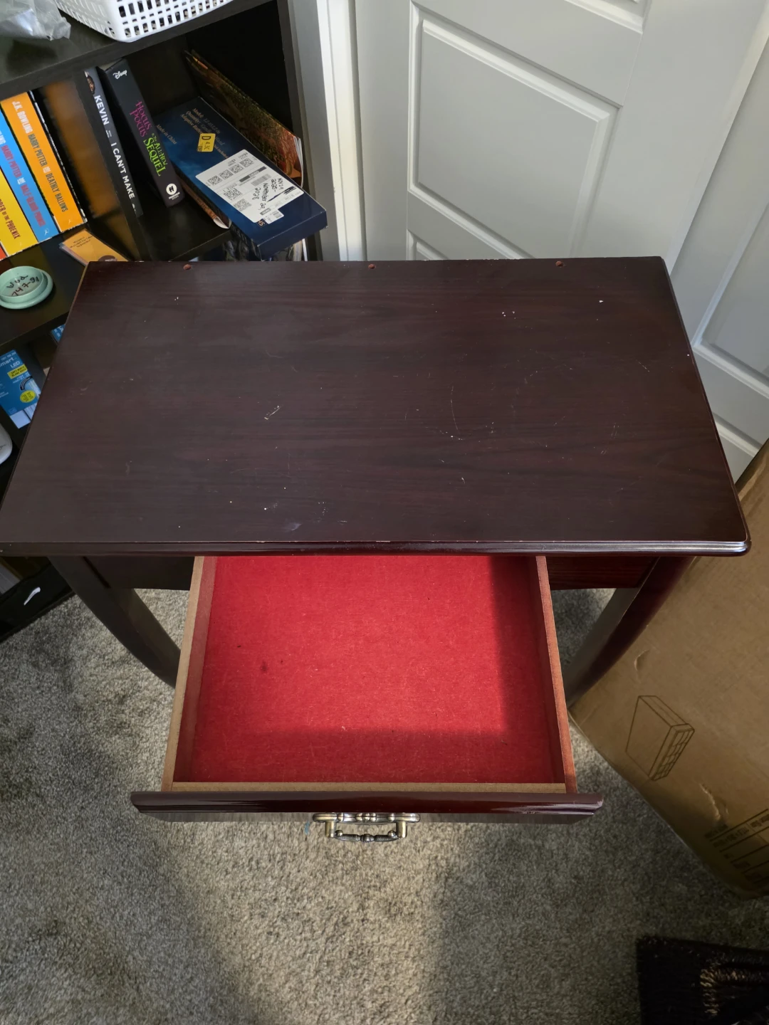 Dark Wood Accent Table with Drawer - photo 3