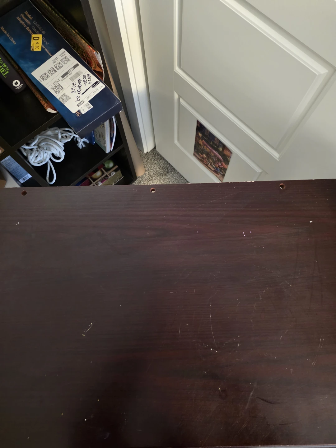 Dark Wood Accent Table with Drawer - photo 5