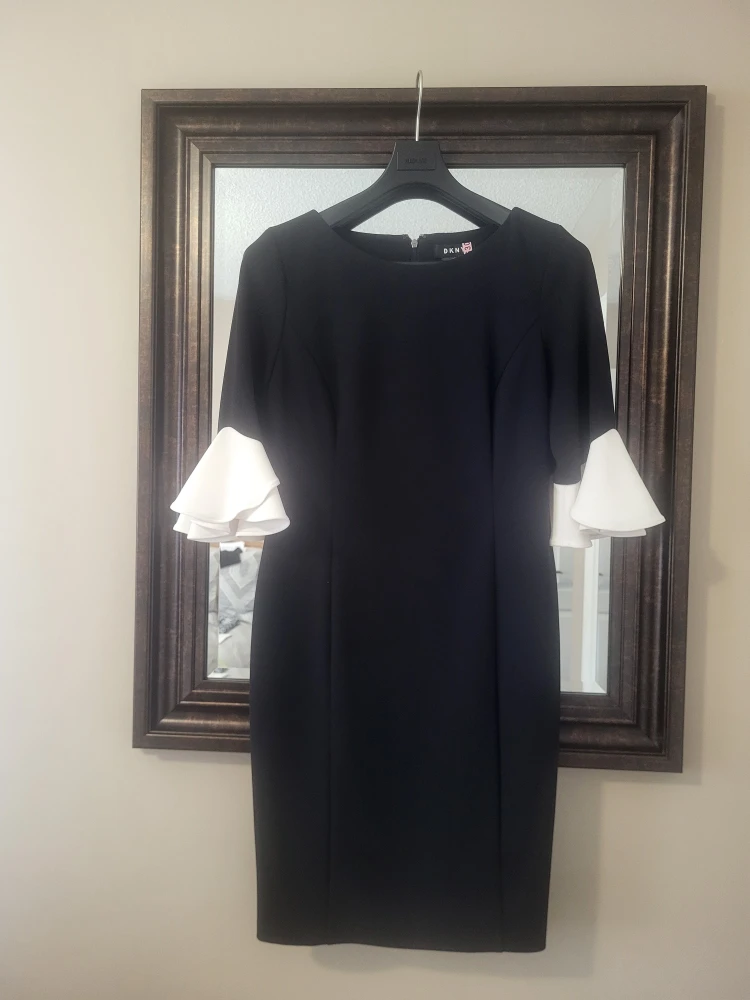 DKNY Black and White Bell Sleeve Dress