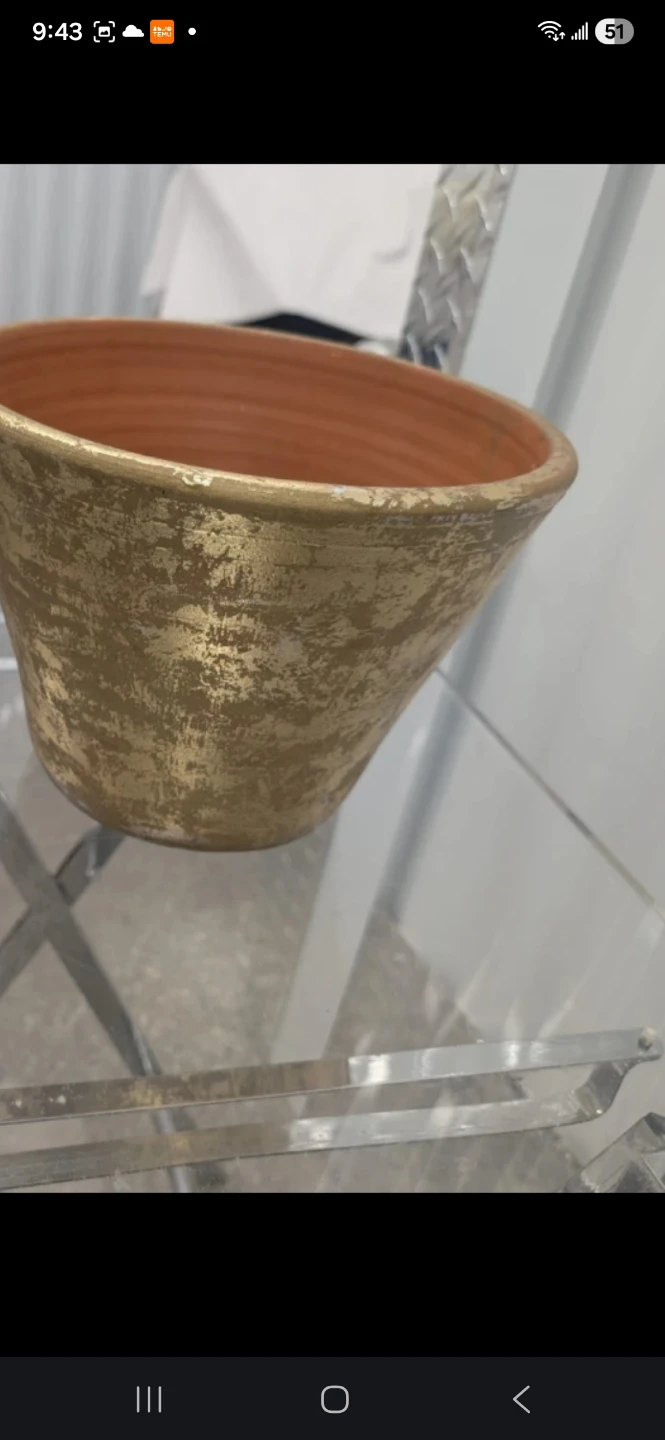 Gold Faux Bamboo Planter Pot and Tissue Box Holder - photo 3