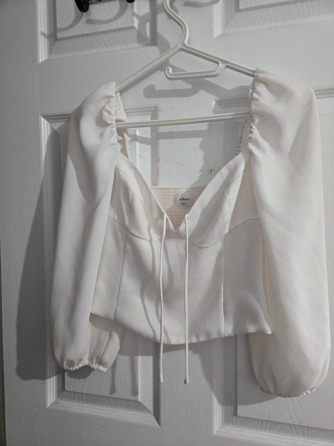 Wilfred White Puff Sleeve Corset Top Size S