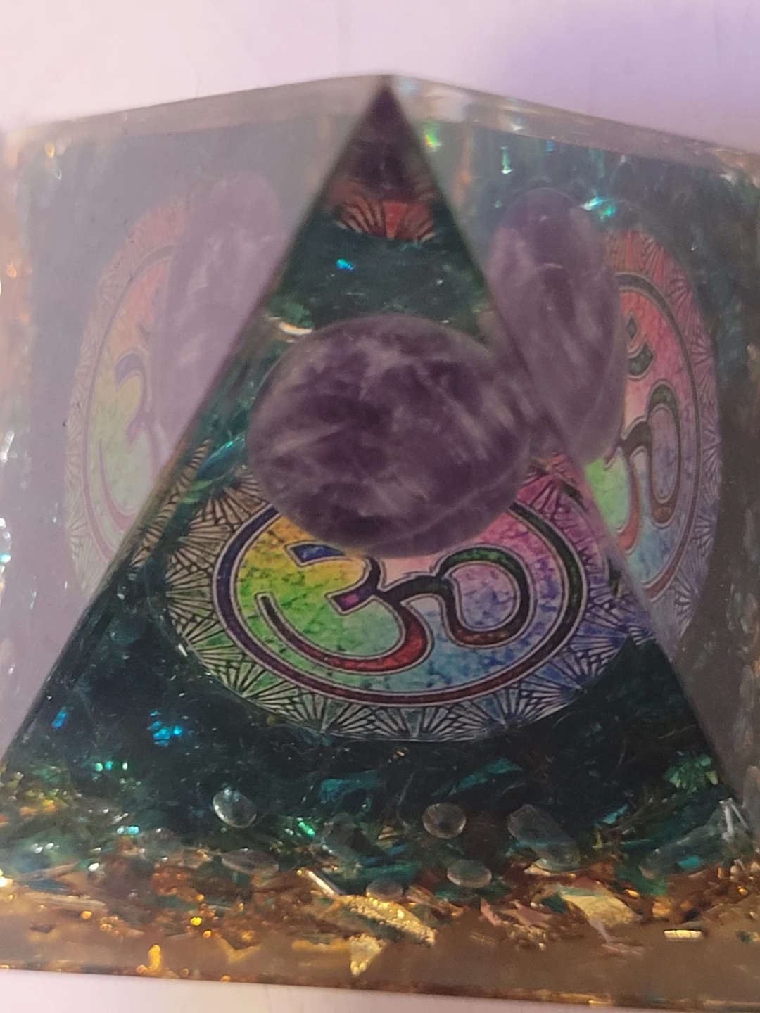 Orgone Pyramid with OM symbol and gemstones - photo 3
