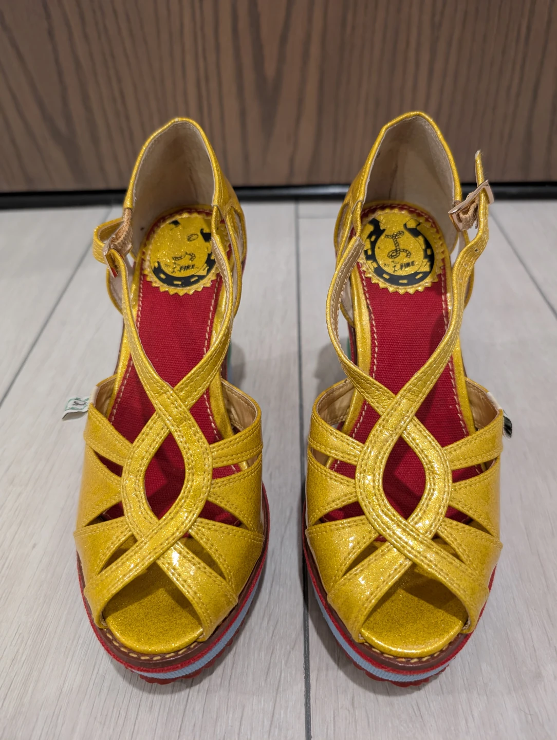 Womens Golden Yellow and Rainbow Wedge Shoes - photo 3