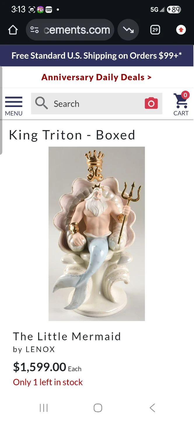 🌱Lenox King Triton Figurine  The Little Mermaid Disney Collectio