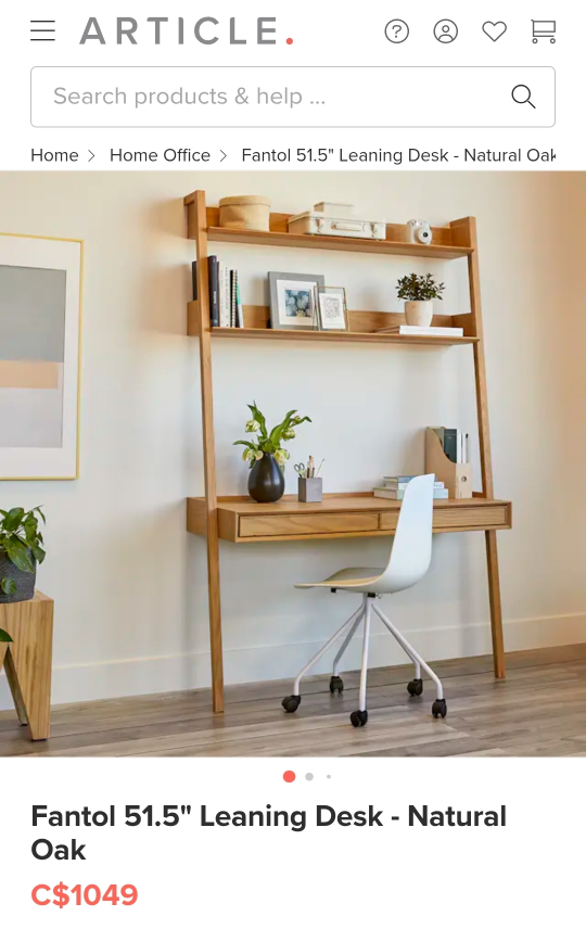 Article Fantol 51.5" Leaning Desk - Natural Oak - photo 2