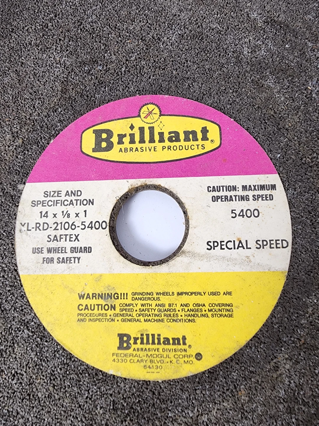 Brilliant Saftex 14" x 1/8" x 1" Abrasive Cutoff Wheel - photo 4