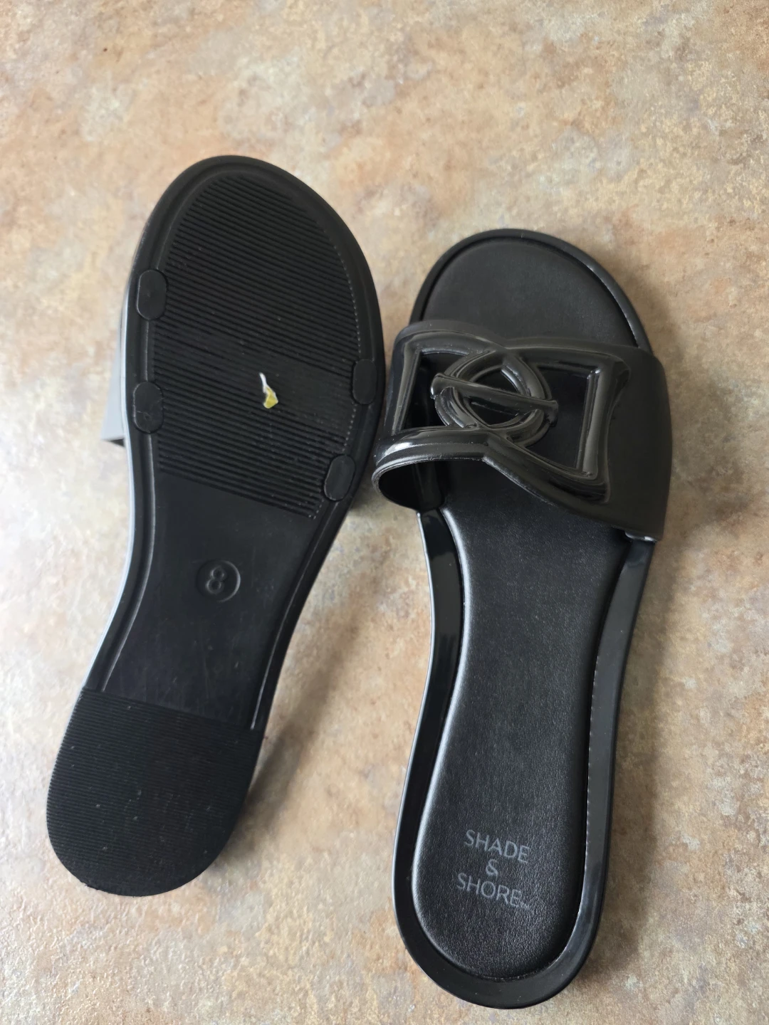 Shade & Shore Black Slide Sandals Size 8 - photo 2